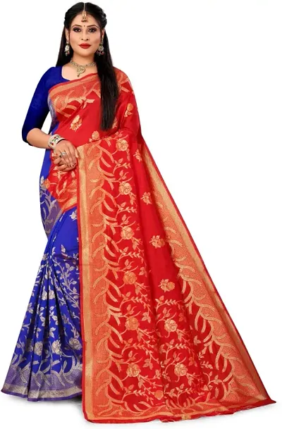 Elegant Silk Blend Saree without Blouse piece 