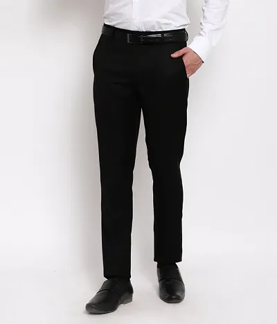 Black Slim Fit Formal Trousers For Men