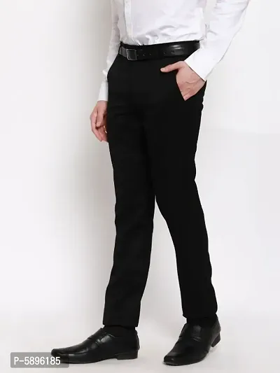 Cliths Black Slim Fit Formal Trousers for Men-thumb2