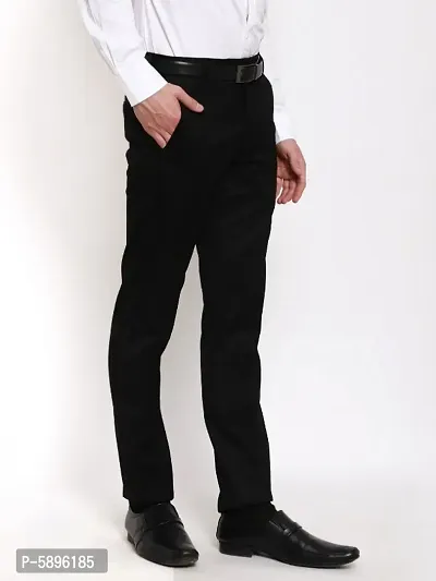 Cliths Black Slim Fit Formal Trousers for Men-thumb3