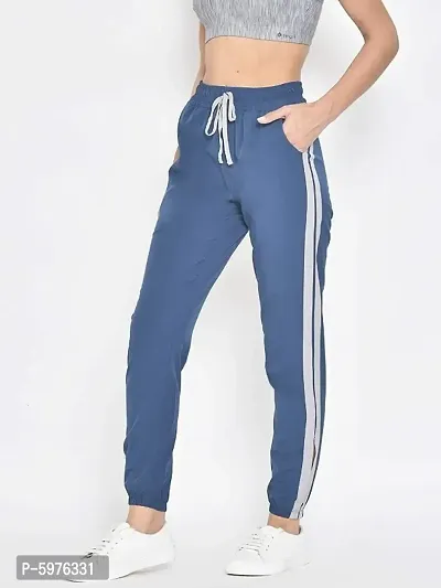 Women's Blue Stylish Striped Track Jogger, Yoga Pants, Running Lower-thumb3