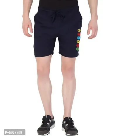 Men's Navy Blue Stylish Printed Cotton Casual Shorts for Daily wear/ Bermuda shorts for men cotton-thumb0