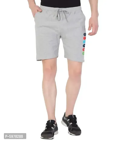 Men's Light Grey Stylish Printed Cotton Casual Shorts for Daily wear/ Bermuda shorts for men cotton-thumb0