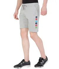 Men's Light Grey Stylish Printed Cotton Casual Shorts for Daily wear/ Bermuda shorts for men cotton-thumb2