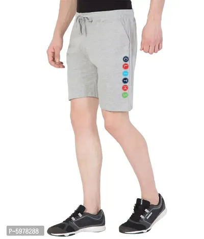 Men's Light Grey Stylish Printed Cotton Casual Shorts for Daily wear/ Bermuda shorts for men cotton-thumb3