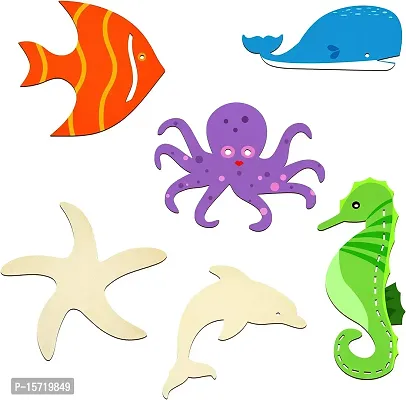 Cliths Wooden Ocean Animal Cutouts for Art  Craft-thumb0