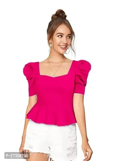 Elegant Pink Polyester Solid Top For Women, Pack Of 1