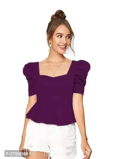 Elegant Purple Polyester Solid Top For Women, Pack Of 1