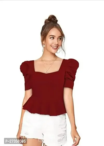Elegant Maroon Polyester Solid Top For Women, Pack Of 1