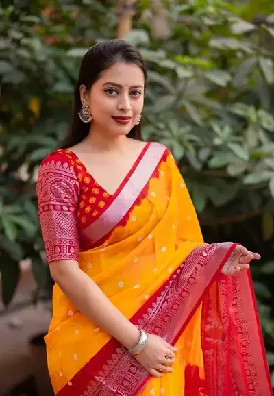 Attractive Art Silk Saree with Blouse piece 