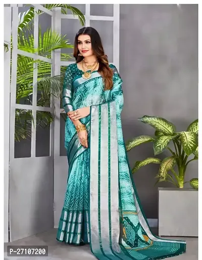 Stylish Blue Crepe Saree with Blouse piece For Women-thumb0