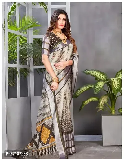 Stylish Multicoloured Crepe Saree with Blouse piece For Women