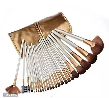 Professional Cosmetic Brush Set With Golden Pouch For Eye Shadow Concealer (Pack Of 24)