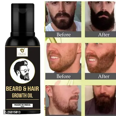 Enjave Beard Growth Oil for Men Fast Growth Nourishes  Strengthens Uneven Patchy Beard - 50ml-thumb0