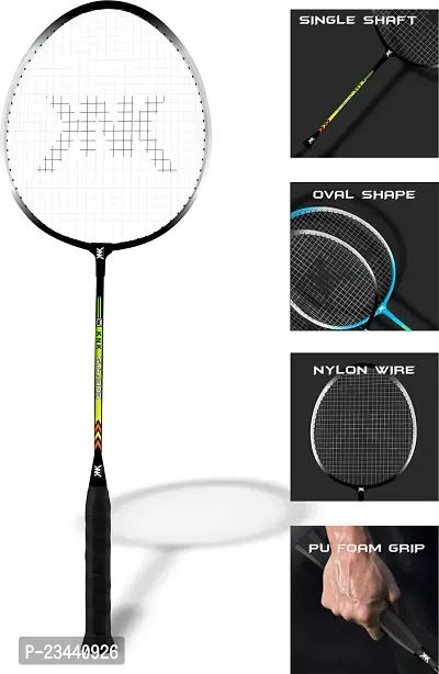KNK Aluminium Single Shaft Badminton Kit Racquet Set Of 2 With 3 Piece Nylon Shuttle Badminton Kit ()-thumb2