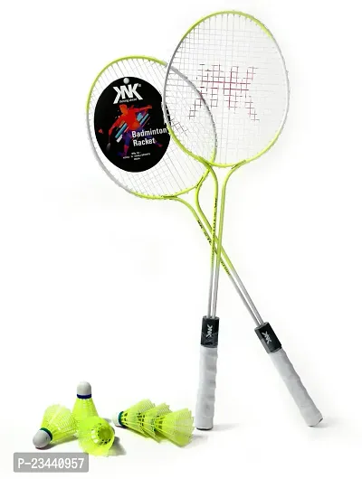 KOBRO Multicolour Badminton Set Of 2 Piece Racquet with 6 Piece Plastic ShuttleCock Badminton Kit ()-thumb0