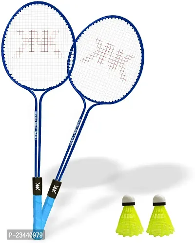 KNK Double Shaft Badminton Set of 2 Piece With 2 Piece Nylon Shuttlecocks Badminton Kit ()