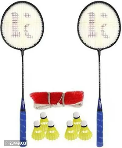 KNK Single Shaft Badminton 2 Piece Badminton With 6 Shuttle And Net Badminton Kit Badminton Kit ()