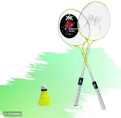 KNK Double Shaft Multicolour Racket Set of 2 Piece With 1 Nylon Shuttlecocks Badminton Kit ()-thumb0