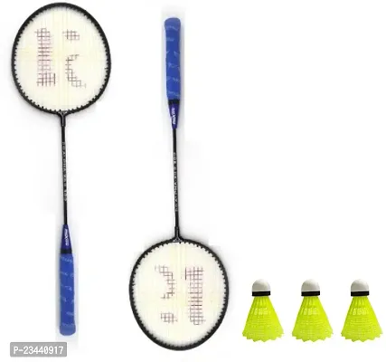 KOBRO Single Shaft Racket 2 Piece Badminton With 3 Piece Nylon Shuttle Badminton Kit ()
