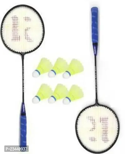 KNK Single Shaft Badminton 2 Piece Badminton With 6 Nylon Shuttle Badminton Kit Badminton Kit ()