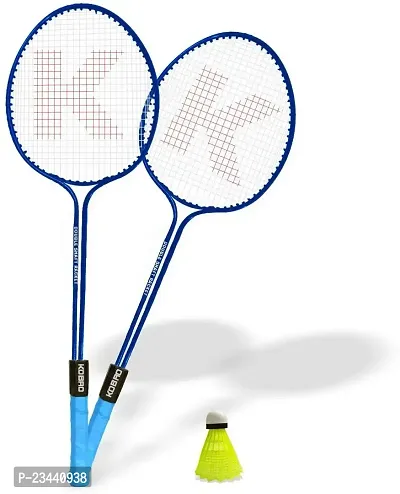KOBRO Double Shaft Badminton Racquet Set Of 2 Piece With 1 Piece Nylon Shuttle Cock Badminton Kit ()