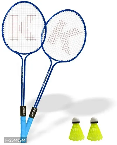 KOBRO Double Shaft Badminton Racquet Set Of 2 Piece With 2 Piece Nylon Shuttle Cock Badminton Kit ()