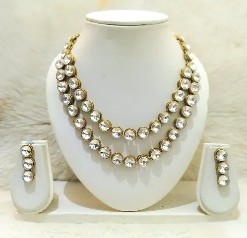 Elegant Three Layer Kundan Jewellery Set for Women