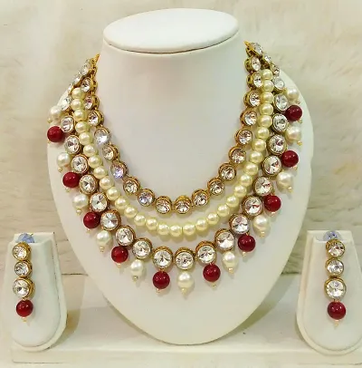 Stylish Multilayered Pearl Crystal Necklace Sets