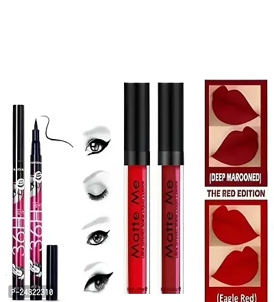 Red And Maroon Colour Waterproof Long Lasting Liquid Lipstick  And Eyeliner  Waterproof