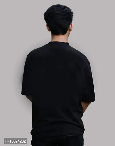 MENS BLACK SOLID PLAIN T-SHIRT-thumb2