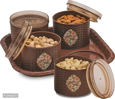 Classic 4 Pieces Dry Fruit Set Box With Lid and Serving Tray-thumb0