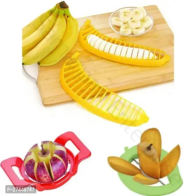 Stylish Plastic Fruit Combo Of Deluxe Apple Cutter, Premium Mango Cutter And Attractive Banana Cutter