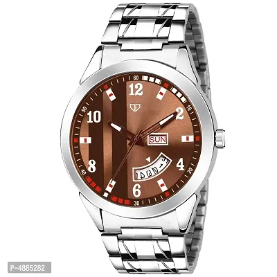 Invictus XXIII Series Brown Dial Men Metallic Wristwatch With Day  Date Function-thumb0
