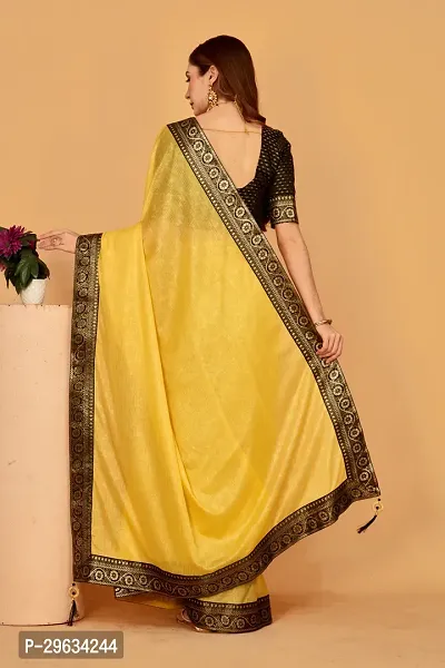 Elegant Yellow Silk Blend Embellished Women Saree with Blouse Piece-thumb2