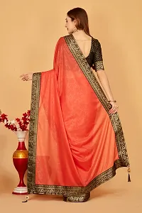 Elegant Orange Silk Blend Embellished Women Saree with Blouse Piece-thumb1