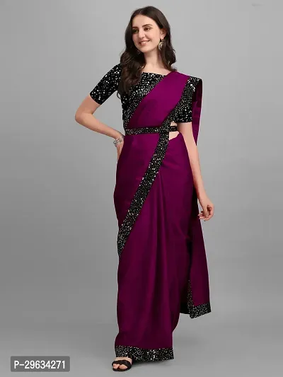 Elegant Magenta Silk Blend Embellished Women Saree with Blouse Piece-thumb0