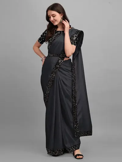 Elegant Silk Blend Embellished Women Saree with Blouse Piece