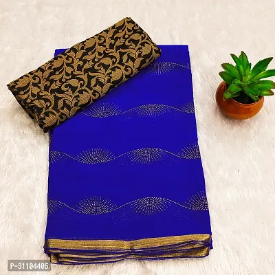 Stylish Chiffon Saree With Blouse Piece For Women-thumb0