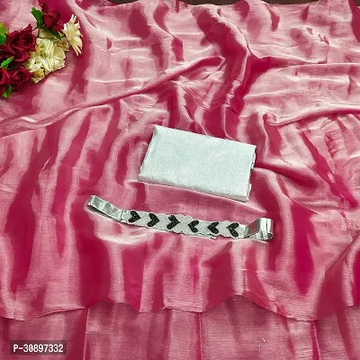 Elegant Pink Art Silk Saree with Blouse piece For Women-thumb0