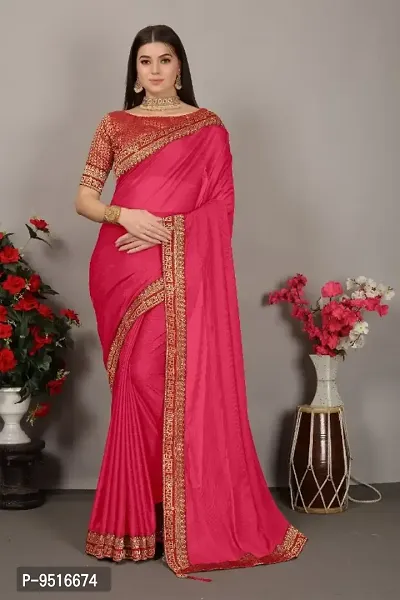 Classic Art Silk Lace Work Saree with Blouse piece-thumb0