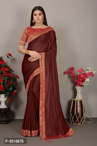 Classic Art Silk Lace Work Saree with Blouse piece