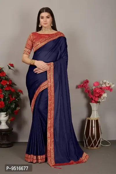 Classic Art Silk Lace Work Saree with Blouse piece-thumb0