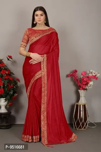 Classic Art Silk Lace Work Saree with Blouse piece-thumb0