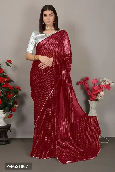 Classic Chiffon Embellished Saree with Blouse piece-thumb0