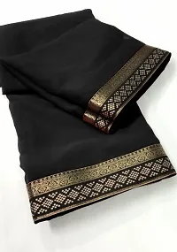 ART SILK BLACK LACE SAREE WITH BLOUSE PIECE-thumb1