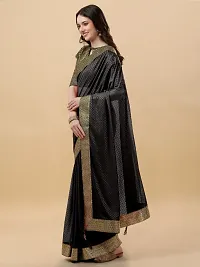 Black Lace Embossed Saree With Blouse Piece-thumb1