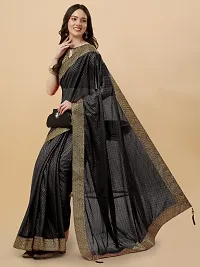 Black Lace Embossed Saree With Blouse Piece-thumb3