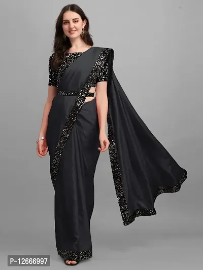 Belt Saree With Velvet Blouse Piece-thumb0