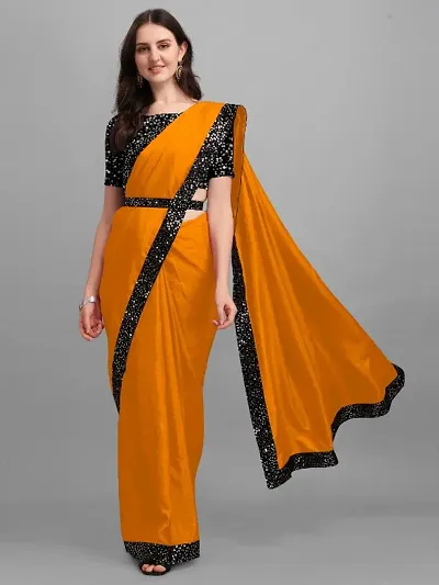 Fancy Silk Blend Saree With Blouse Piece For Women